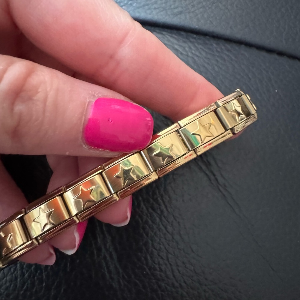 Gold Tone Star Italian Charms  Bracelet